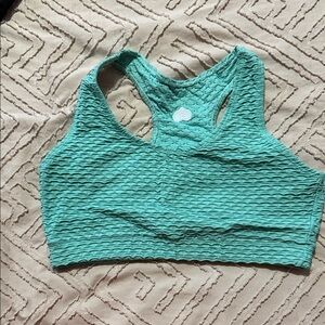 Booty by Brabants Textured Racerback Sports Bra - Aqua